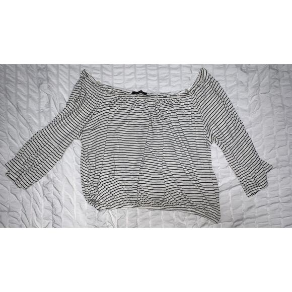 Hippie Chic Women’s Off-the-Shoulder Striped Peasant Top Cropped 3X - Picture 1 of 6